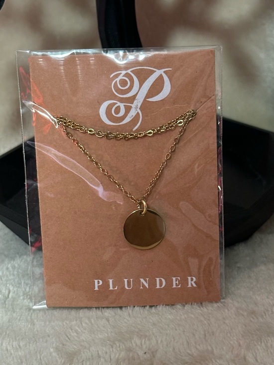 Plunder Jewelry - Plunder Gold Tone Necklace With Disc Pendant